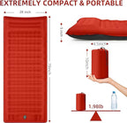 Double Sleeping Pad Camping, Self Inflating 6'' Extra-Thick 2 Person Pillow Built-in Foot Pump Waterproof Inflatable Sleeping Mat Backpacking, Tent, Hiking, Portable Camping Pad