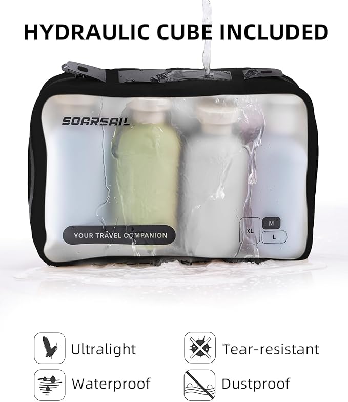 6 Set Compression Packing Cubes for Travel, Large Medium Small Luggage Organizers (Jet Black)