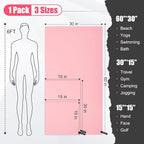Quick Dry Travel Towel, 3 Sizes 1 Pack Camping Microfiber Towel, Lightweight Fast Drying Towels Set 60"x30", 30"x15", 15"x15" w/Bag for Gym, Beach, Hiking, Swimming, Pink