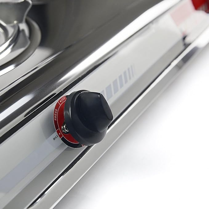 XtremepowerUS 25,516 BTU Double Burner Stove Stand Outdoor Propane Range Dual Propane Grill Burner Camping Picnic Cookout w/Detachable Legs