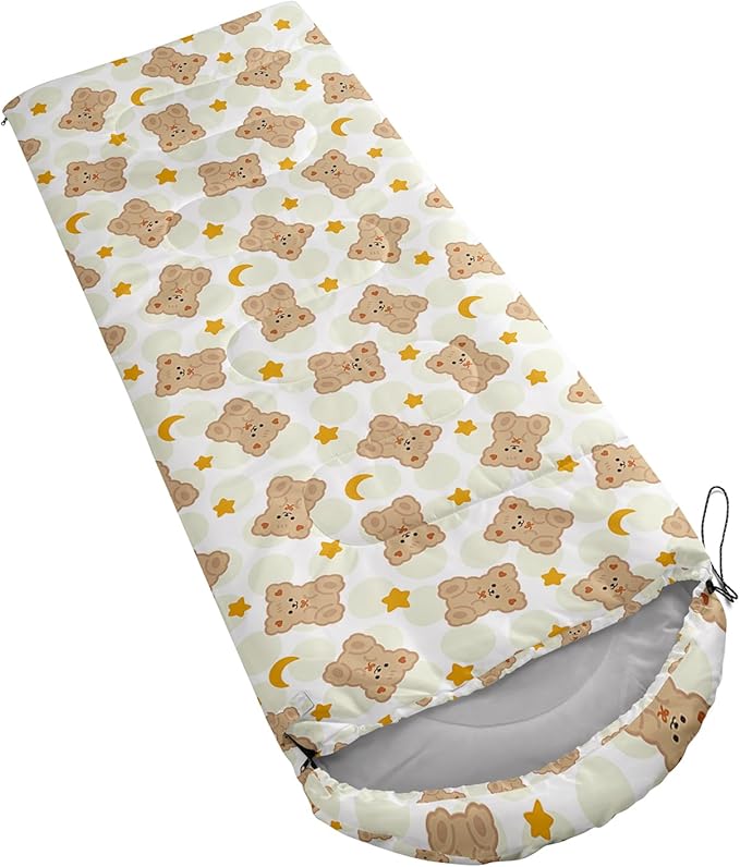 AILONEN Pink Lovely Rabbit Sleeping Bag for Girls Kids Adults,Warm and Cool Weather,Lightweight,Waterproof Backpacking,Cartoon Flowers Printed Bunny Sleeping Bag for Camping