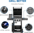 Napoleon Freestyle 365 Propane Gas Outdoor Grill with Range Side Burner, Graphite Grey – 4-Burner BBQ for Versatile Cooking