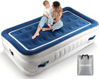 KINGJERRY Twin Air Mattress with Built in Pump and 4 Portable Handles, 18" Raised Comfort Blow Up Mattress for Guests, 440lb Support Air Bed with Carry Bags, Heavy Duty Inflatable Bed for Home&Camping
