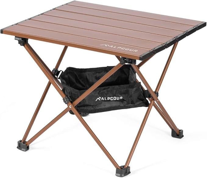 Alpcour Portable Camping Table – Lightweight, Compact Folding Side Table in a Bag with Aluminum Top & Heavy Duty Hinge for Easy Travel & Storage – Great for Outdoor BBQ, Backpacking, Tailgate & More