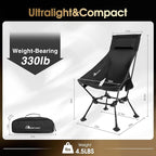 MOON LENCE High Back Folding Camping Chairs, Height-Adjustable, Widened Seat, for Beach with Anti-Sinking Feet