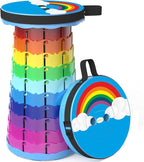 ALEVMOOM Portable Collapsible Stool Retractable Folding Telescoping Stool for Adults Sturdy Capacity 440lbs Foldable Camping Stool for Outdoor Hiking Garden BBQ