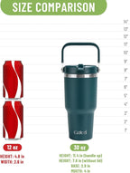 30 oz Tumbler with Handle, Vacuum Insulated Tumblers with Flip Straw and Top Handle, Reusable Insulated Cup for Home, Outdoors, Leakproof, Fits in Cup Holder, Cold for 30 Hours