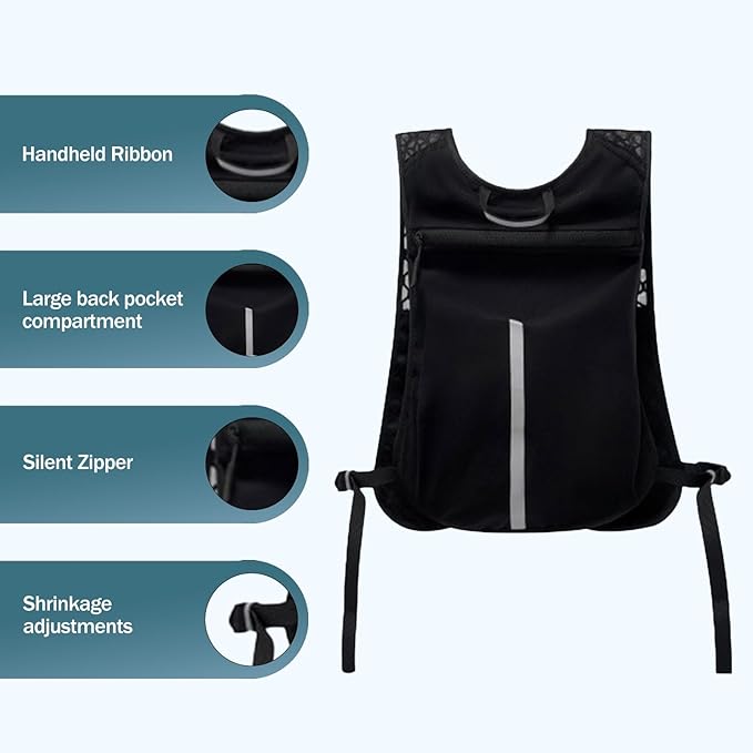 Lightweight Running Vest, Hydration Backpack with 500ml Soft Flask, Hydration Vest, Reflective Water Backpack, Adjustable No-Bounce Straps for Trail Running, Marathon, Cycling