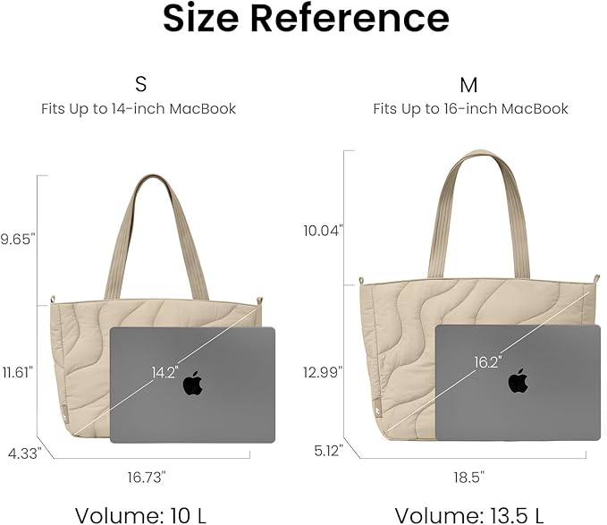 tomtoc 14-inch Puffy Laptop Tote Bag for Women 10L, Lightweight Puffer Work Tote with Padded Device Compartment for 13/14-inch MacBook Laptop, Organized Work Bag for Office, Business, Daily Essentials