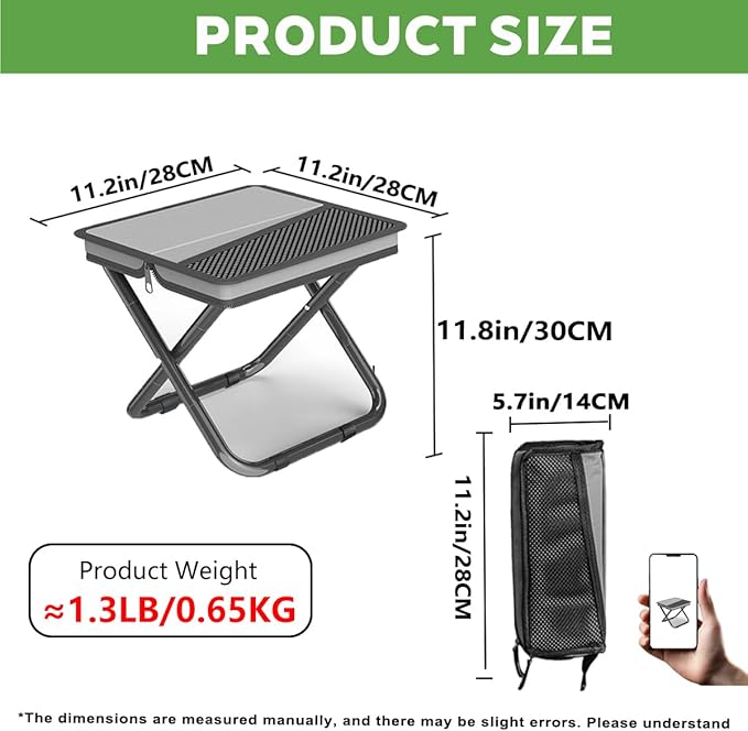 2-in-1 Collapsible Camping Stool & Sling Bag / 220LB Load Capacity Folding Portable Fishing Stool/Collapsible Stool for Camping, Hiking, Fishing, Gardening & Beach Outdoor Activities,Grey