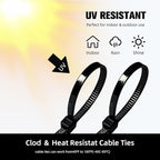 Zip Ties 8 inch, 1000 Pack Black Zip Ties, Self-Locking Nylon Cable Ties with 40 lbs Tensile Strength,Wire Ties for indoor and outdoor use.