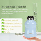 YOHKOH Mini Vacuum Insulated Water Bottle With Bamboo Lid - Stainless Steel Thermos Water Bottle for Women Girls Kids, Metal Sports Hot and Cold Water Bottle Leak-Proof BPA-Free (6.4oz,Blue)