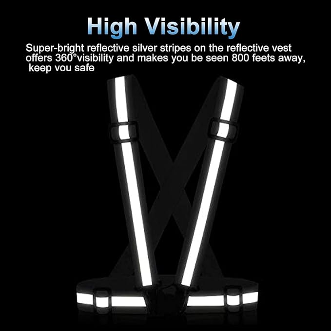Reflective Vest Running Gear, 2Pack High Visible Safety VES for Cycling Jogging Running Walking, Adjustable for Men Women Kids