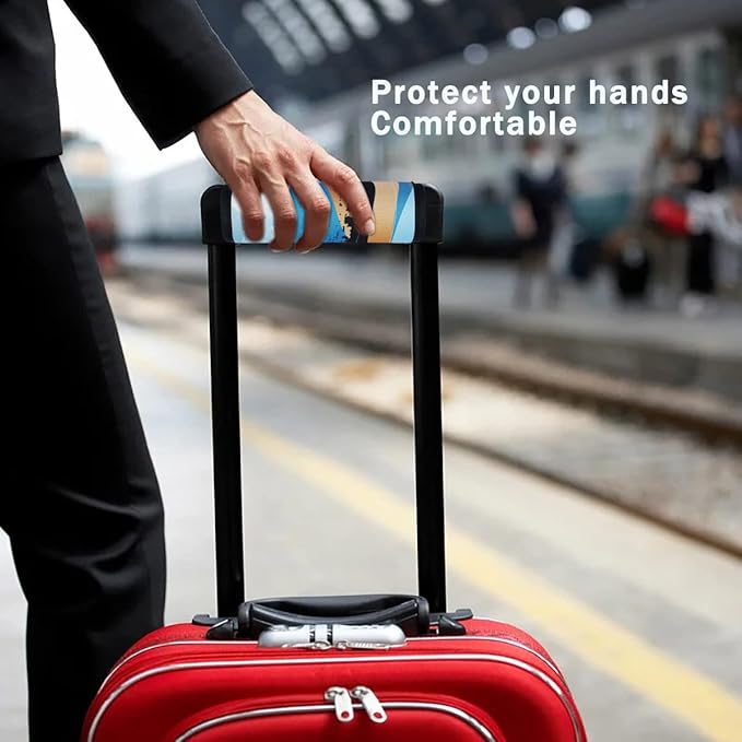 HEYSKAY 3pcs Neoprene Luggage Handle Wrap for Suitcase Identifier Travel Bag Wraps Luggage ID Tags Door Handle Protection Sleeve Cover (Waves Print)