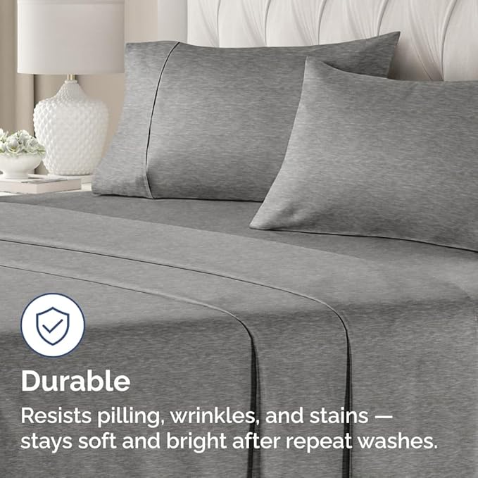 Pillowcases - Ultra Soft Hotel Quality Pillowcase Covers - Comfy, Cozy & Wrinkle Free - Shrinkage and Fade Resistant - Machine Washable Pillow Protectors - (Queen, Heathered Grey, 4 Piece Set)