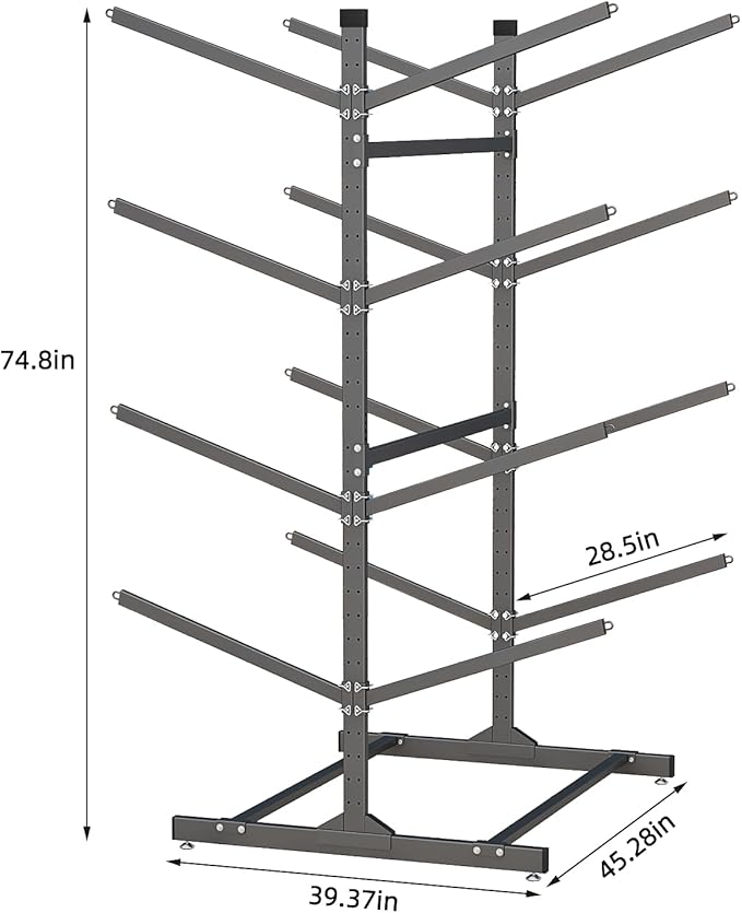 Kayak Storage Rack, Heavy-Duty Metal Kayak Storage Rack Adjustable Freestanding Kayak Stand, Canoe and Paddleboard Kayak Rack for Indoor & Outdoor Use