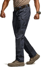 CQR Men's Flex Ripstop Tactical Pants, Water Resistant Stretch Cargo Pants, Lightweight EDC Hiking Work Pants