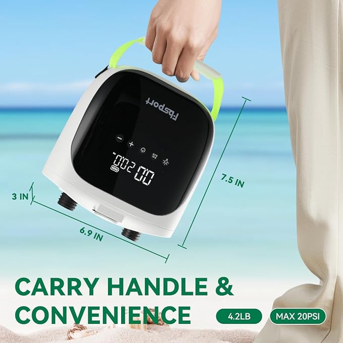 FBSPORT Paddle Board Pump Rechargeable 20PSI SUP Pump, Portable Electric Air Pump Quick Inflate & Deflate SUP Air Pump for Stand Up Paddle Boards, Kayak, Tent