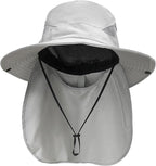NPQQUAN Sun Hats for Men Women with Neck Flap UPF 50+ UV Protection Wide Brim Bucket Hat Safari Hiking Fishing Hats