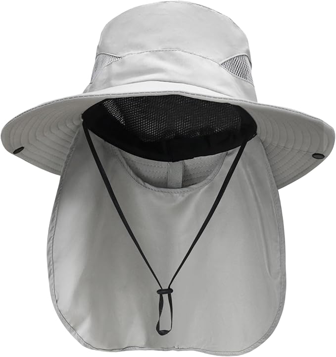 NPQQUAN Sun Hats for Men Women with Neck Flap UPF 50+ UV Protection Wide Brim Bucket Hat Safari Hiking Fishing Hats