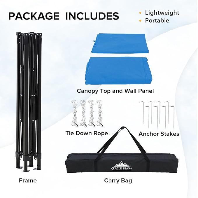 EAGLE PEAK Flex Compact 5x5 Pop-up Canopy Changing Room, Portable Privacy Dressing Room for Indoor Fashion Photoshoots, Camping, or Pool, Light Blue