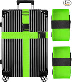 Luggage Straps for Suitcases TSA Approved-2 Pack Bright Personalized Luggage Belt Strap for Suitcase/Carry On Bag Luggage Accessories for Travel (Limegreen)