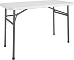COSCO 4 ft. Straight Folding Utility Table, White, Indoor & Outdoor, Portable Desk, Camping, Tailgating, & Crafting Table