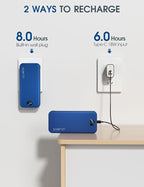 Portable Phone Charger, 20000mAh 22.5W USB C Fast Charging Power Bank with Built-in Cables & Wall Plug, External Battery Pack with LED Display, Ultimate Travel Essential for iPhone, iPad, Samsung Navy