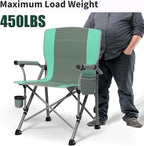 Oversized Camping Chair for Adults Heavy Duty,Heavy Duty Lawn Chair with Side Pockets，Outdoor Camping, Fishing, Beach,Hiking Foldable Camping Chair