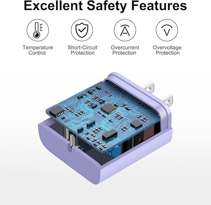 iPhone 17 16 15 Charger Fast Charging 10FT - 20W USB C Charger Block with 10FT Type C to C Cable Compatible with iPhone 17/17 Pro/17 Pro Max/Air/16/16e/15, iPad Pro, iPad Air (Purple)