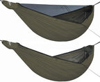 Onewind 12Ft Camping Hammock with Mosquito Net and Structure Ridgeline, Lightweight Portable Double Hammock with 12ft Tree Straps and Bugnet, Ideal for Wild Camping, Hiking, Backpacking, OD Green