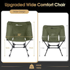 MOON LENCE Camping Chair Plus, Upgraded Comfort & Size, Still Compact and Lightweight, Folding Portable Chair for Backpacking & Hiking, 400Lbs Capacity, Gen 3 Plus (Green 2 Pack (Plus))