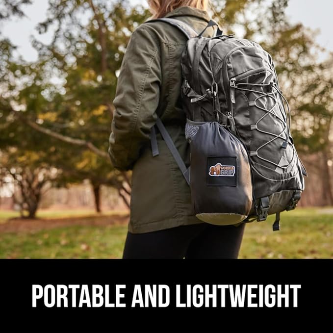 GORILLA GRIP Durable Portable Camping Hammock, Holds 400lbs with Heavy Duty Tree Straps, Comfortable Travel Swing, Camp Hammocks, Easy to Use and Install, Outdoor Essentials, Black, 9x4.5 FT