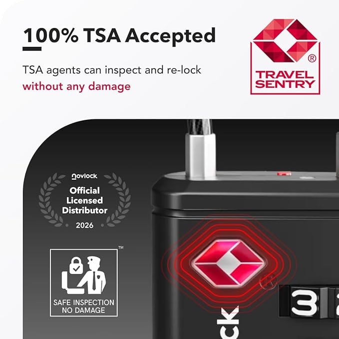 Luggage Locks TSA Approved with Inspection Indicator and Resettable 4-Digit, Easy-to-Read Combination, TSA Locks for Luggage, Suitcases, Backpacks & Travel Bags, Black, 10-Pack