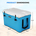 SereneLife Ultra-Tough 25-75 Quart Rotomolded Cooler Box, Holds Upto 64 Cans, Keeps Ice Up to 5 Days, Heavy-Duty Insulated Portable Ice Chest Box, Ideal for Camping, Beach, Picnics, Tailgating, etc