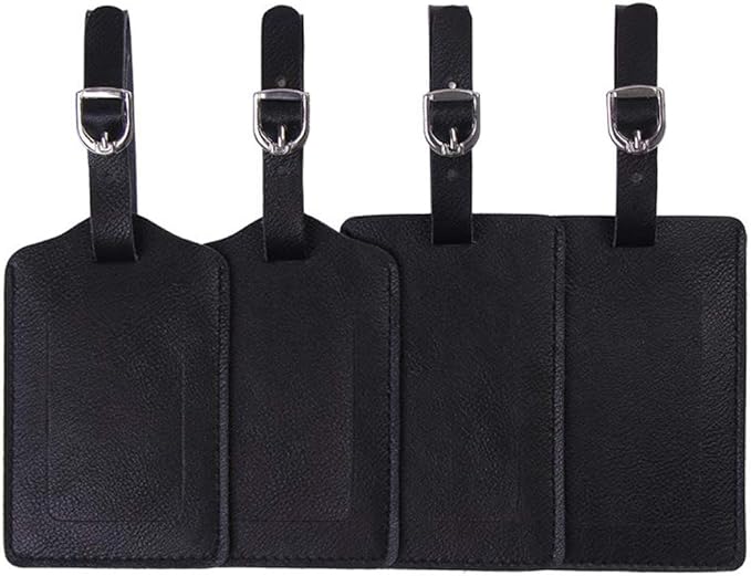 Vigorport Luggage Tags, Leather Personalized Suitcase Tag Set Luggage id Tags Labels Travel Accessories-Set of 4