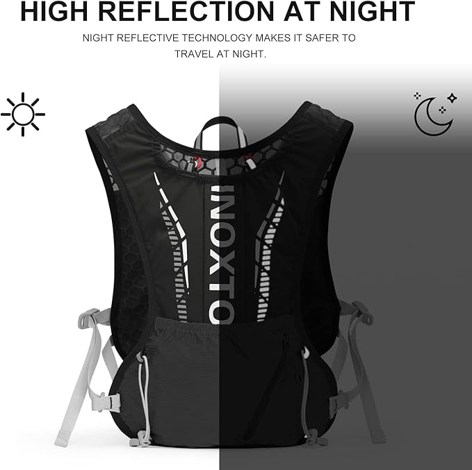 INOXTO Hydration Vest Backpack,Lightweight Water Running Vest Pack with 1.5L Water Bladder Bag Daypack for Hiking Trail Running Cycling Race Marathon for Women Men