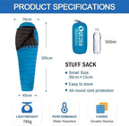 Ultralight Down Sleeping Bag for Adults with 600 Fill Power, Compact Sleeping Bag for Backpacking, Hiking and Camping