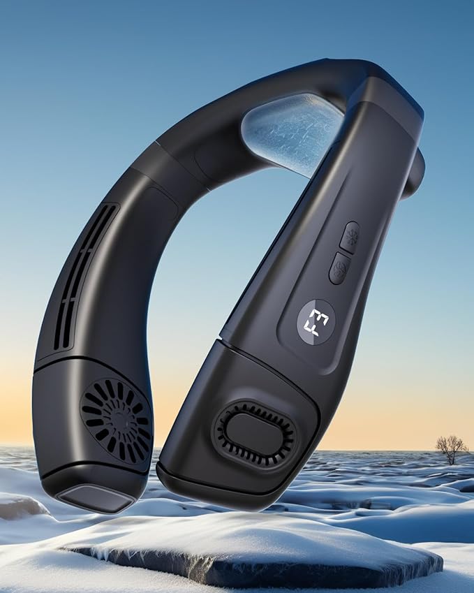 MGUP Neck Air Conditioner with 6 Adjustable levels,Cooling Neck Fan Support 360°Airflow and Cooling Plate,5200mAh Portable Rechargeable Wearable Personal Fan,Fast Cooling for Women/Men