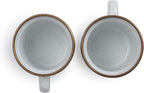 Barebones 5-Ounce Enamel Espresso Cup Set of 2 - Small Coffee Mug and Tea Cup - Stainless Steel Rim Camping Mug for Indoor and Outdoor Use (Eggshell)