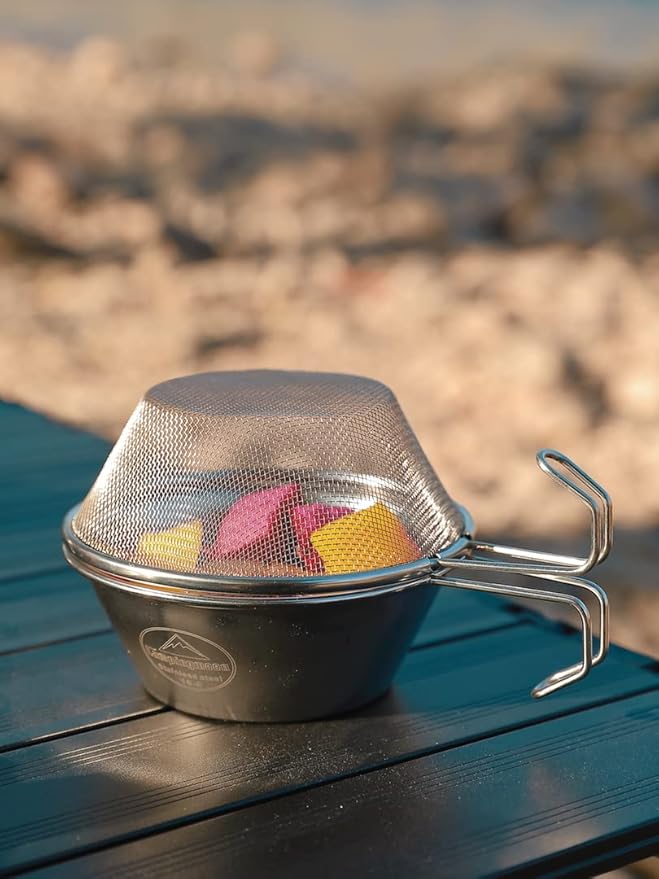 CAMPINGMOON 1pc Stainless Steel Camping Sierra Cup 310ml with 1pc Colander S-220/S-213