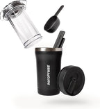 AeroPress Go Plus, Small Portable Coffee Maker Kit, Travel, Camping & Office, All-in-One French Press, Pour-Over & Espresso Style Manual Brewer, 2 Min Brew for Less Bitterness, More Flavor, Black