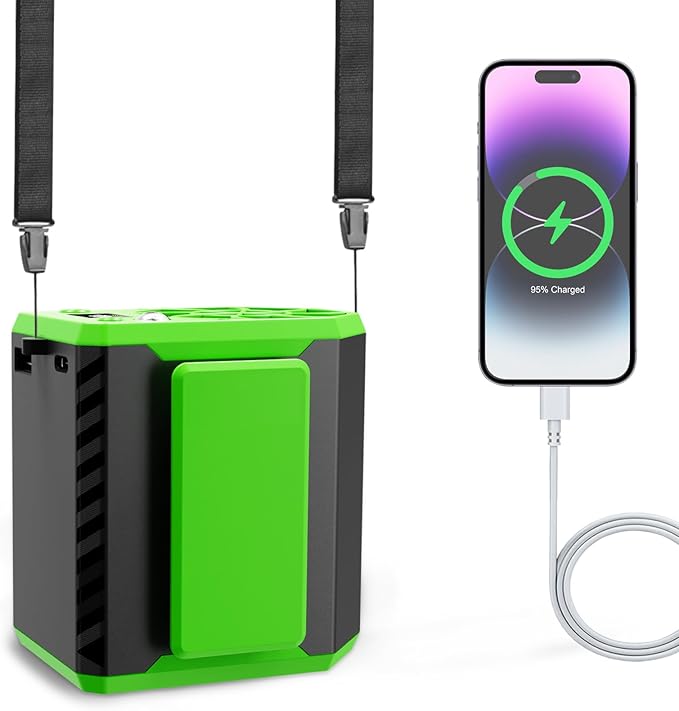 Portable Waist Fan 10000mAh Personal Shirt Fans Rechargeable Up to 19H Runtime, Wearable Clip on Belt Fan for Outdoor, Jobsite, Farms - 4 Speeds MAX 10000RPM