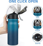 BJPKPK 18oz Insulated Water Bottle With Straw Stainless Steel Double Wall Water Bottles BPA Free Leak Proof Thermo With Lockable Flip Lid And Soft Silicone Spout,Indigo Black