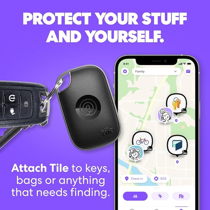 Tile by Life360 Pro - Powerful Bluetooth Tracker, Key Finder and Item Locator for Keys Bags, and More. Both iOS and Android Compatible. Phone Finder. 4-Pack (Black/White)