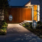 Stargarden 2Pack Outdoor Solar Lanterns, Hollow Out Metal Garden Light Decorative Hanging Lights, Solar Lanterns Outdoor Waterproof for Patio, Lawn, Yard( Blue)