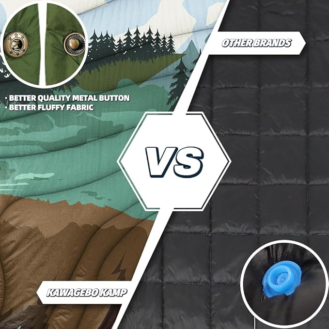 Outdoor Camping Blanket with Sherpa Lining, Extra Warm Thick Camp Blankets and Puffy Ultralight Soft Poncho DWR Camping Quilt for Cold Weather, Adventure, Sleeping, Backpacking 78"x 56"