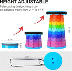 WESAPPINC Upgraded Collapsible Stool, Lightweight & Sturdy,Max 400lbs Portable Retractable Telescoping Stool Foldable Camping Stool for Adults Outdoor Hiking Garden BBQ Fishing (Rainbow)