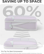 Percover Compression Packing Cubes 10-Piece Set, Packing Cubes Compression for Travel with Toiletry Bag, Laundry Bag & Shoe Bag, All-in-One Travel Organizer for Carry On & Checked Luggage, Purple