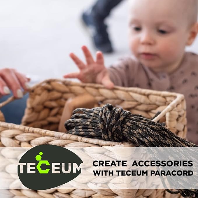 TECEUM 5/32" Paracord Rope 1000 – 1000ft / 200ft / 100ft / 50ft – Tactical Parachute Cord 4mm – 45+ Colors – Nylon String for Survival & Camping Gear – Stripe Cord for Survival – Utility Rope